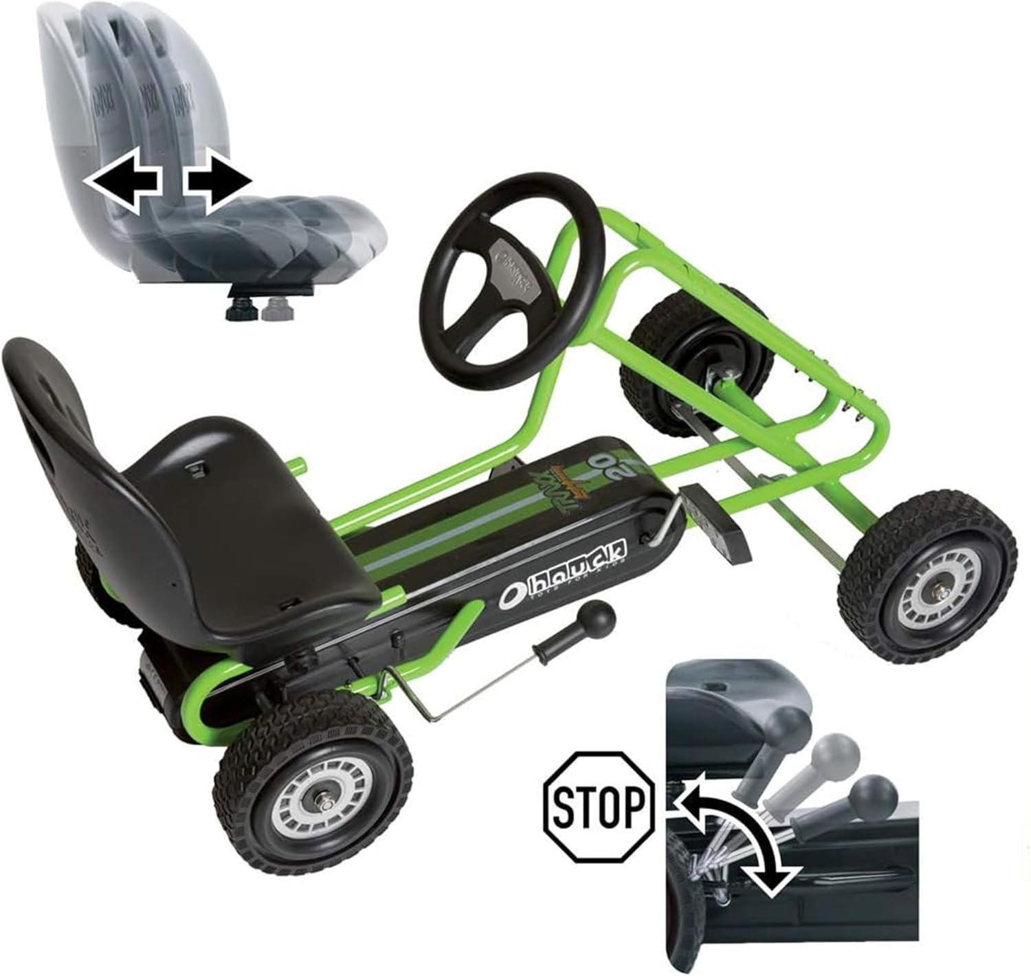 Kids Pedal Go Kart, 4 Wheel Bike Cart, Ride for Ages 4-8, Green- Outdoor Bicycle Karts with Plastic Wheels for Boys and Girls